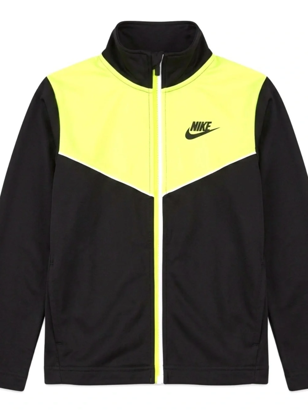 Nike Black & Neon Yellow Full-Zip Kids Jacket